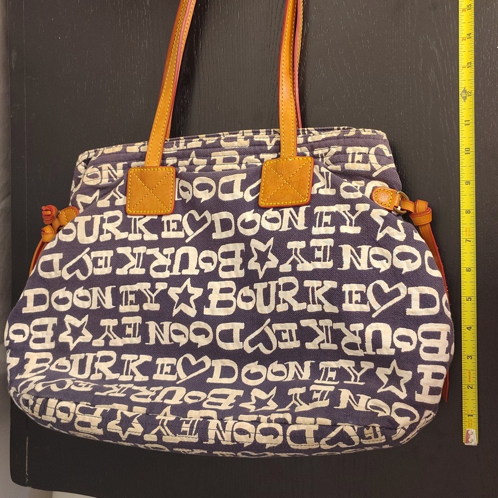 Dooney and Bourke Blue/White Graffiti Tote Leather Trim - Picture 14 of 14